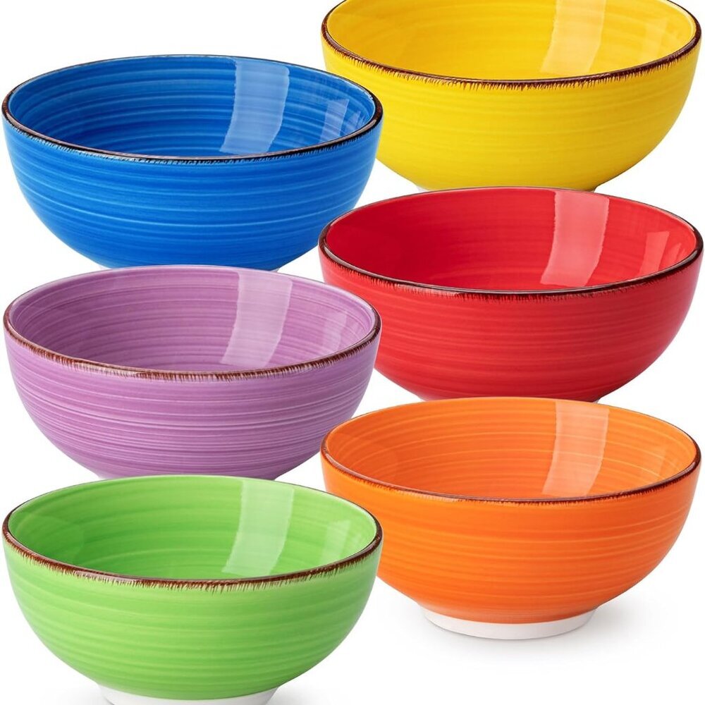 Bonita 12 Oz Small Bowls Set of 6, Ceramic Mini Dessert & Dipping Dishes, 5" Kid